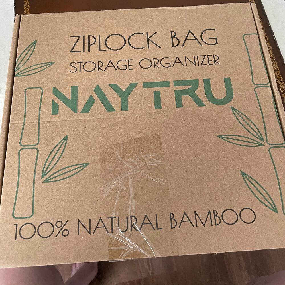 NWOT Bamboo Ziplock Bag Storage Organizer